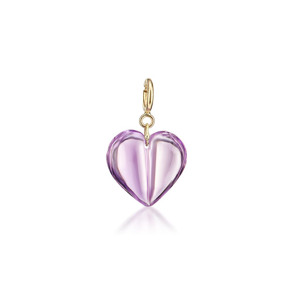 Amethyst Mini Split Heart Charm - MUSE Shop