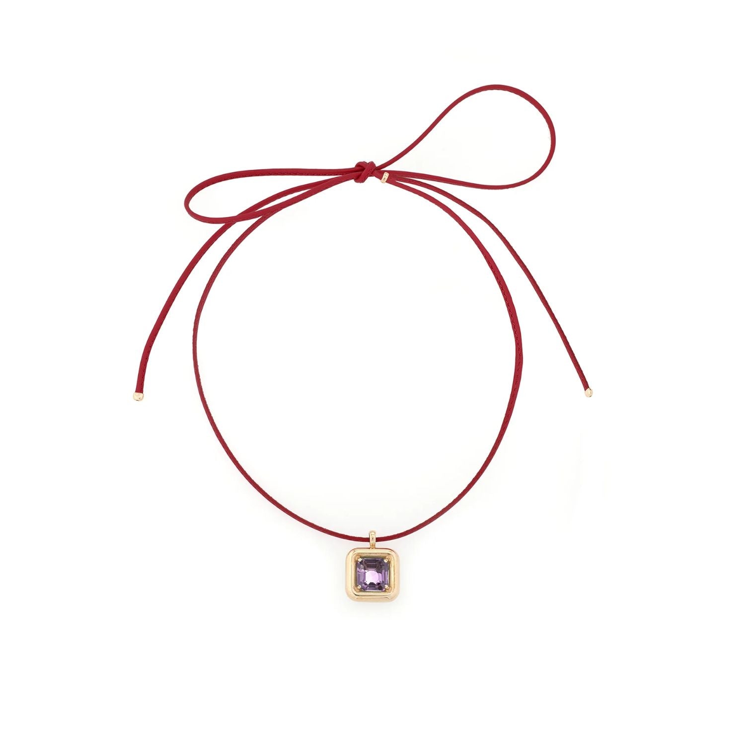 Amethyst & Red Leather Candy Necklace - MUSE Shop