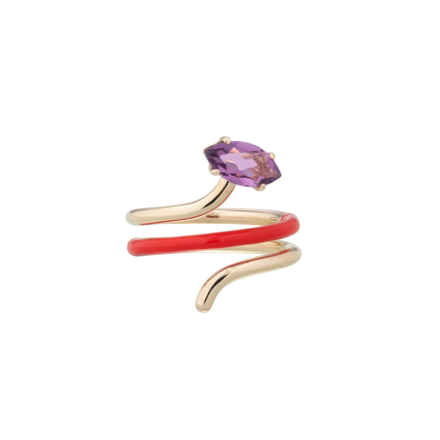 Amethyst & Red Long Vine Ring - MUSE Shop