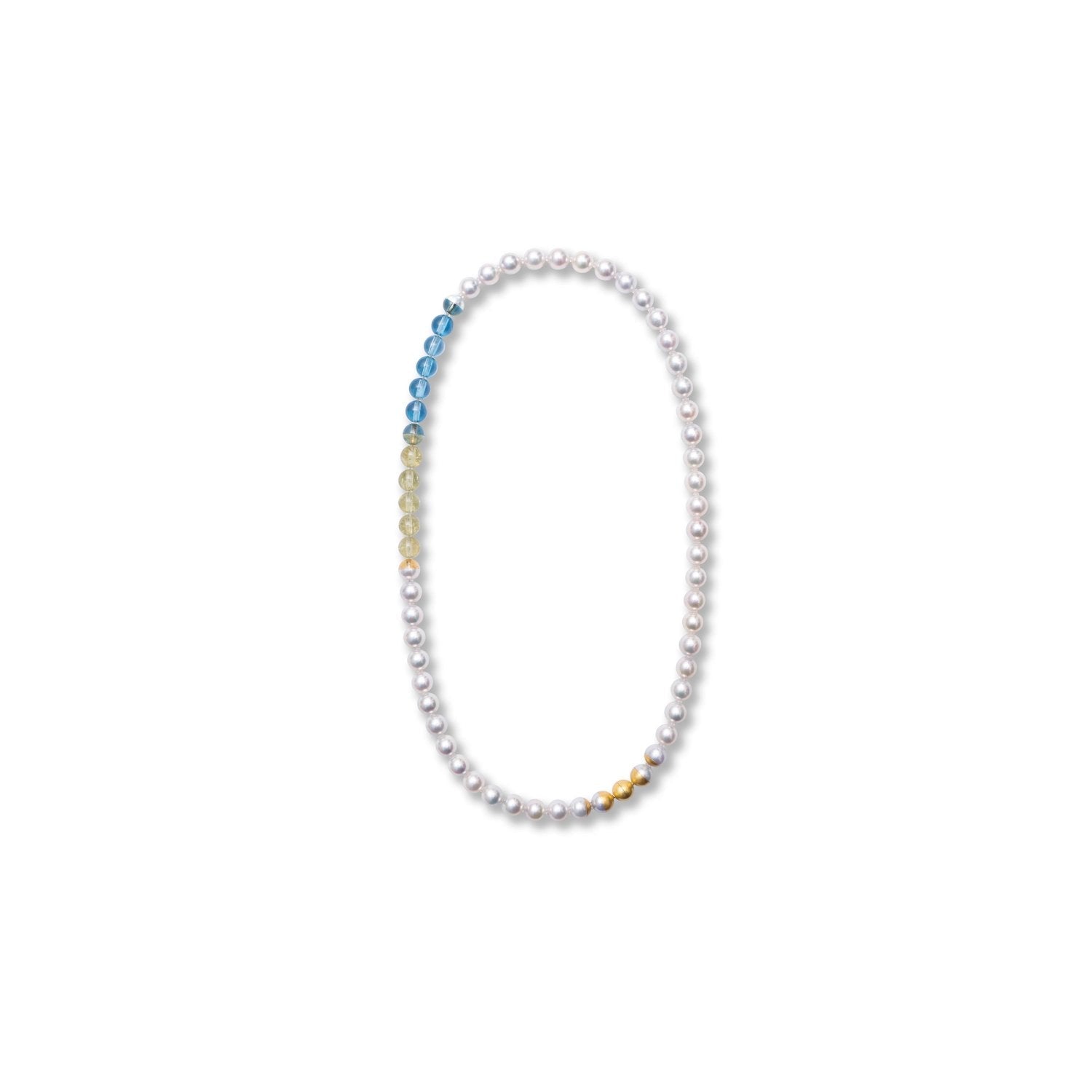 Apatite & Topaz Sectional Pearl Necklace - MUSE Shop