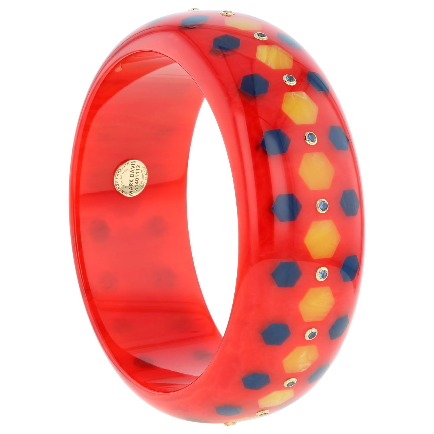 Bakelite Bangle with Blue Sapphires - MUSE Shop