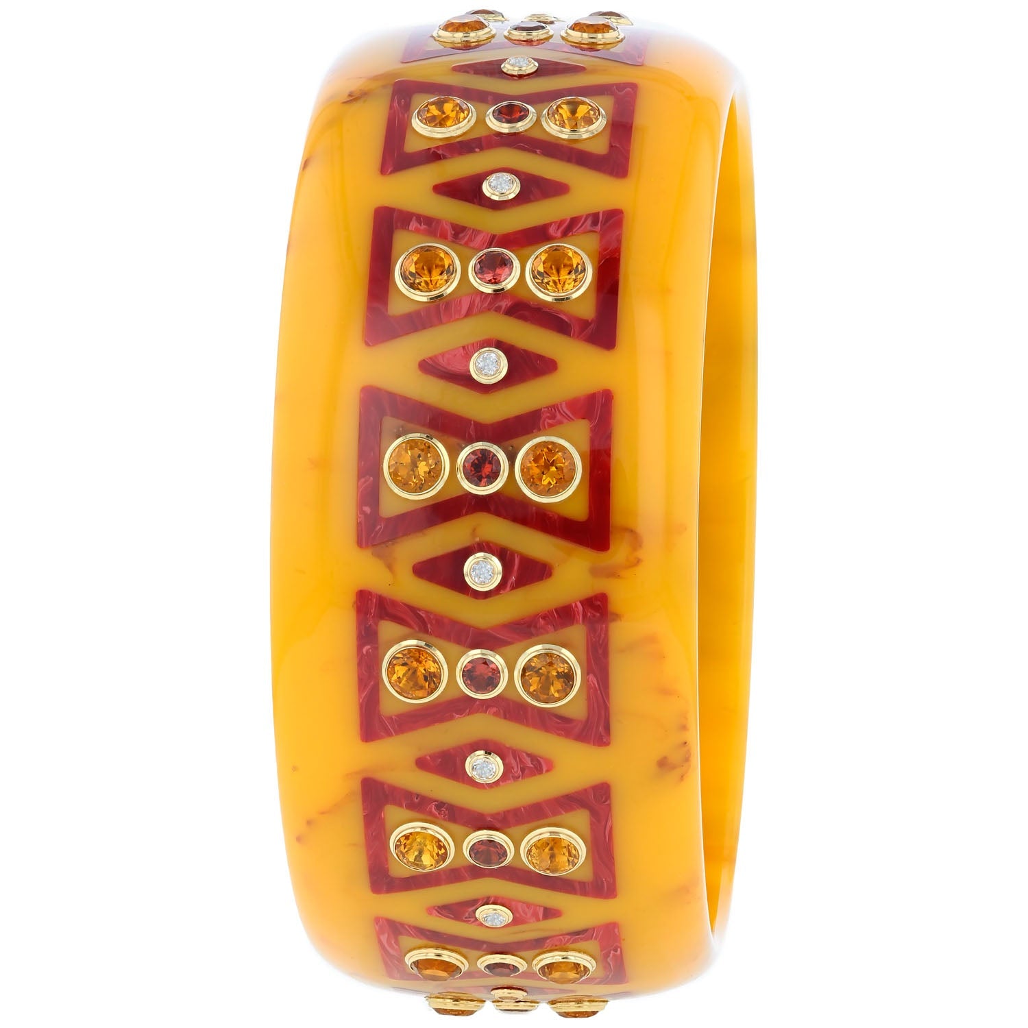 Bakelite Bangle with Citrine, Mozambique Garnet and White Topaz - MUSE Shop