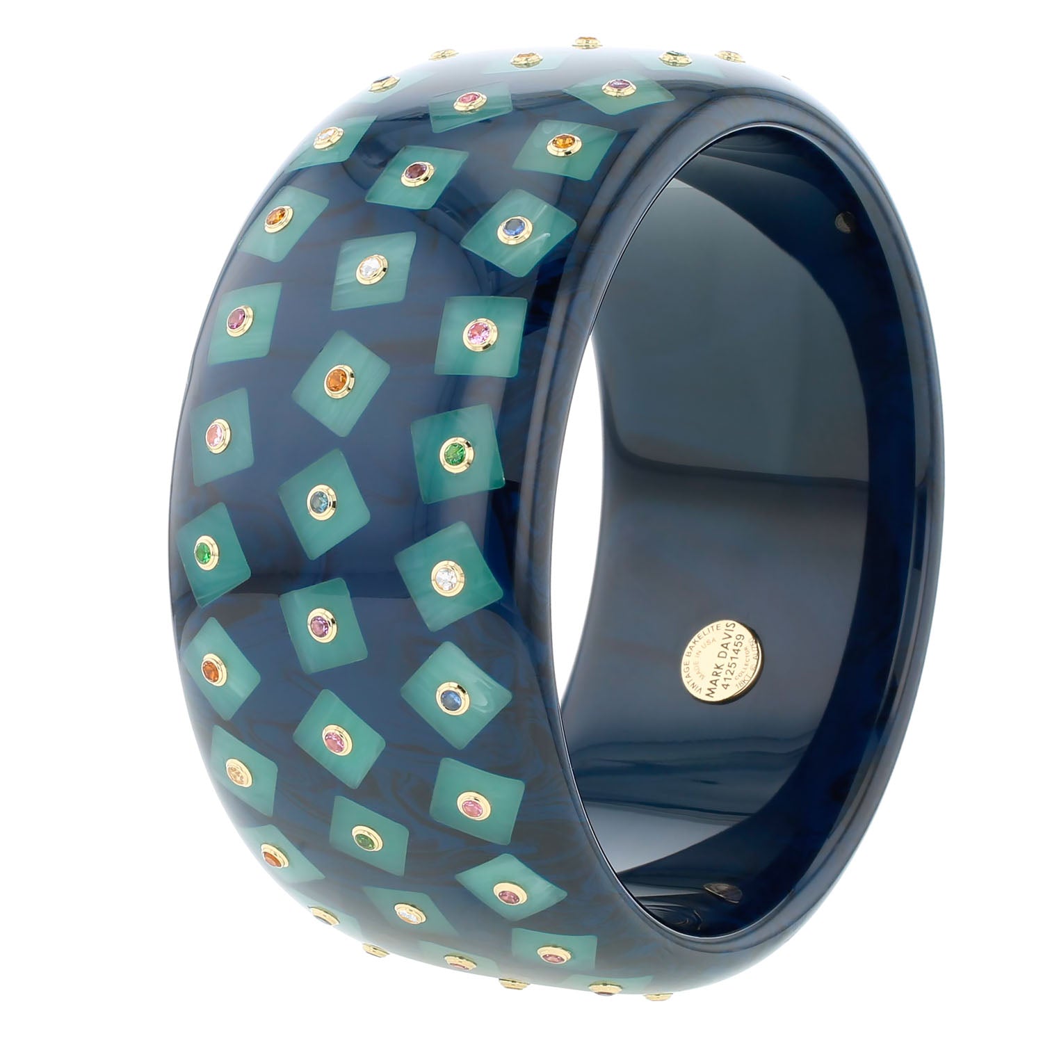 Bakelite Bangle with Mixed Gemstones - MUSE Shop