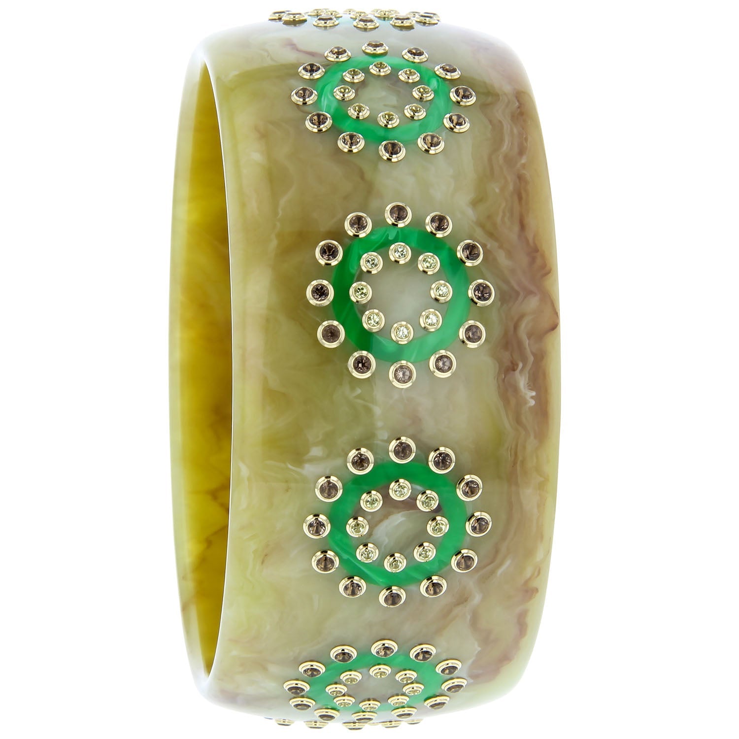 Bakelite Bangle with Peridot and Smoky Quartz - MUSE Shop