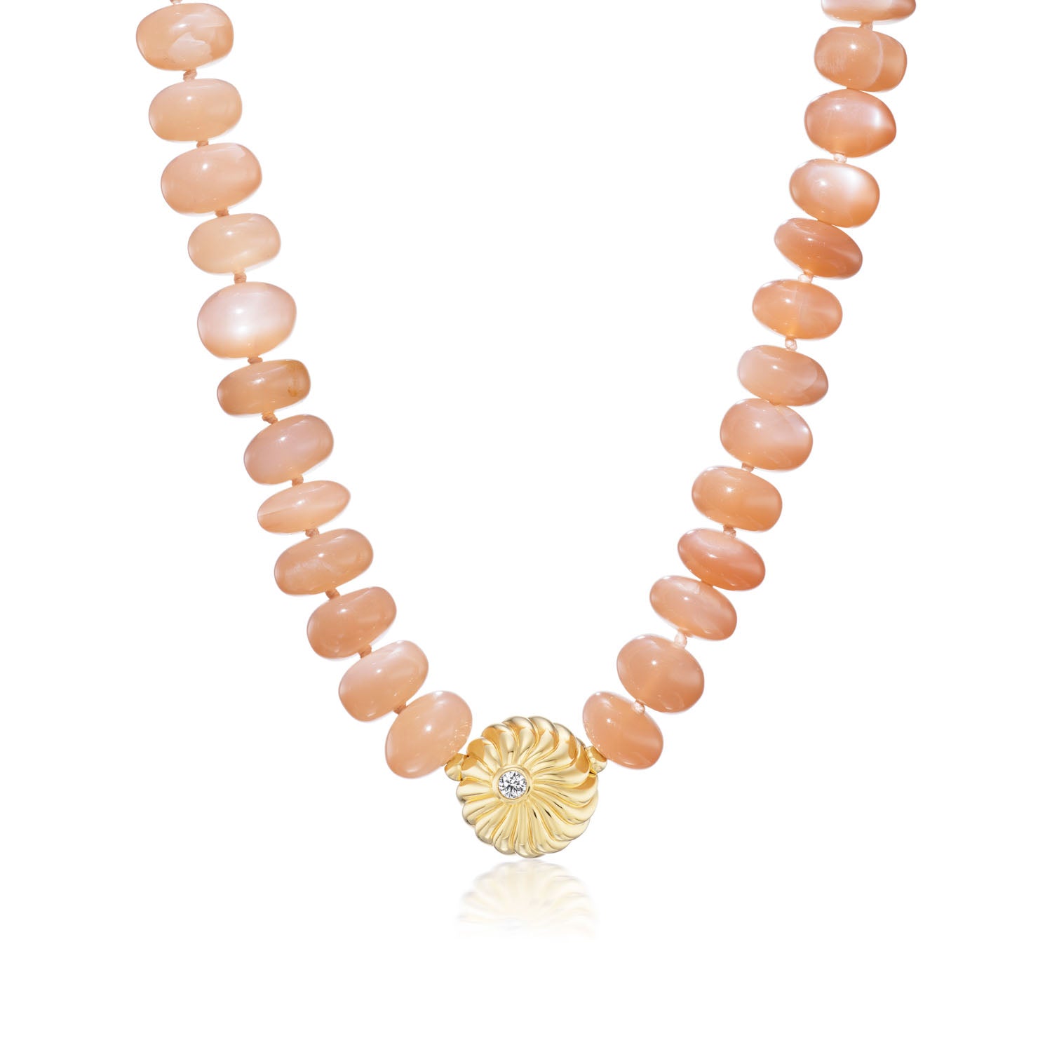 Beaded Peach Moonstone Sol Necklace - MUSE Shop