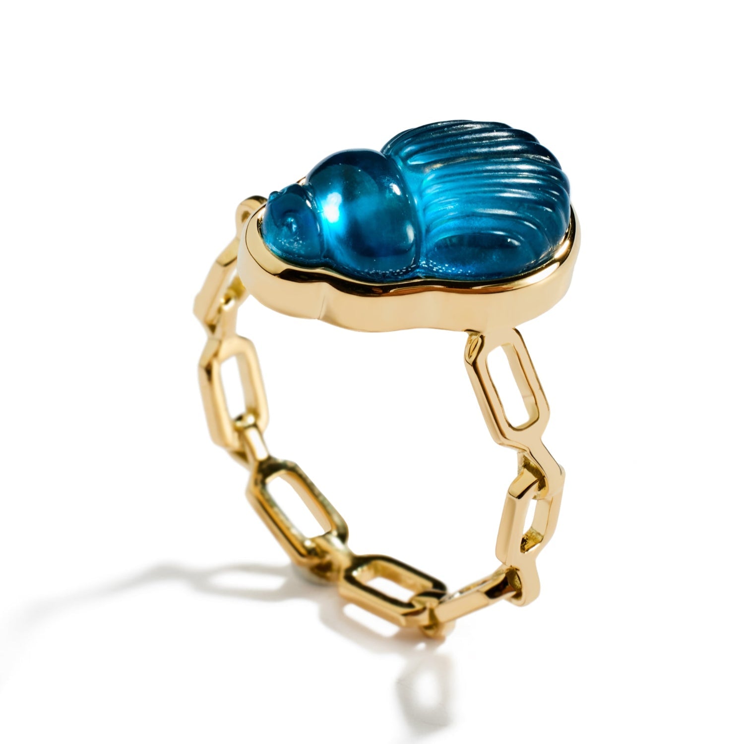 Blue Chalcedony Sienna Chain Ring - MUSE Shop