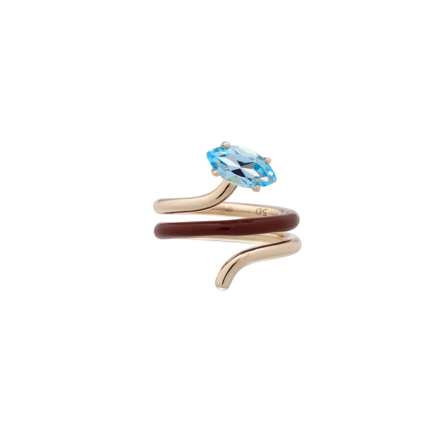 Blue Topaz & Brown Long Vine Ring - MUSE Shop