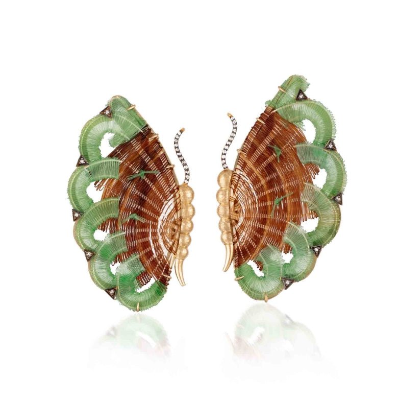 Brown & Green Horse Mane Earrings - MUSE Shop