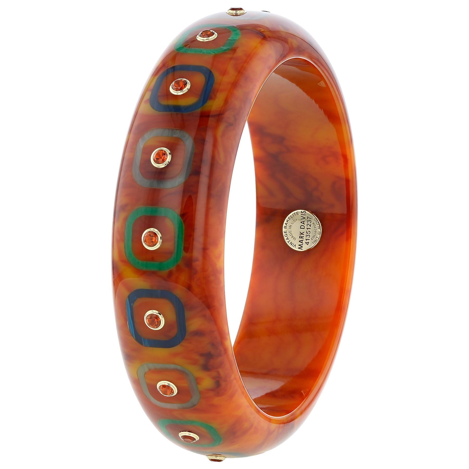 Burnt Orange Geometric Bakelite Bracelet - MUSE Shop
