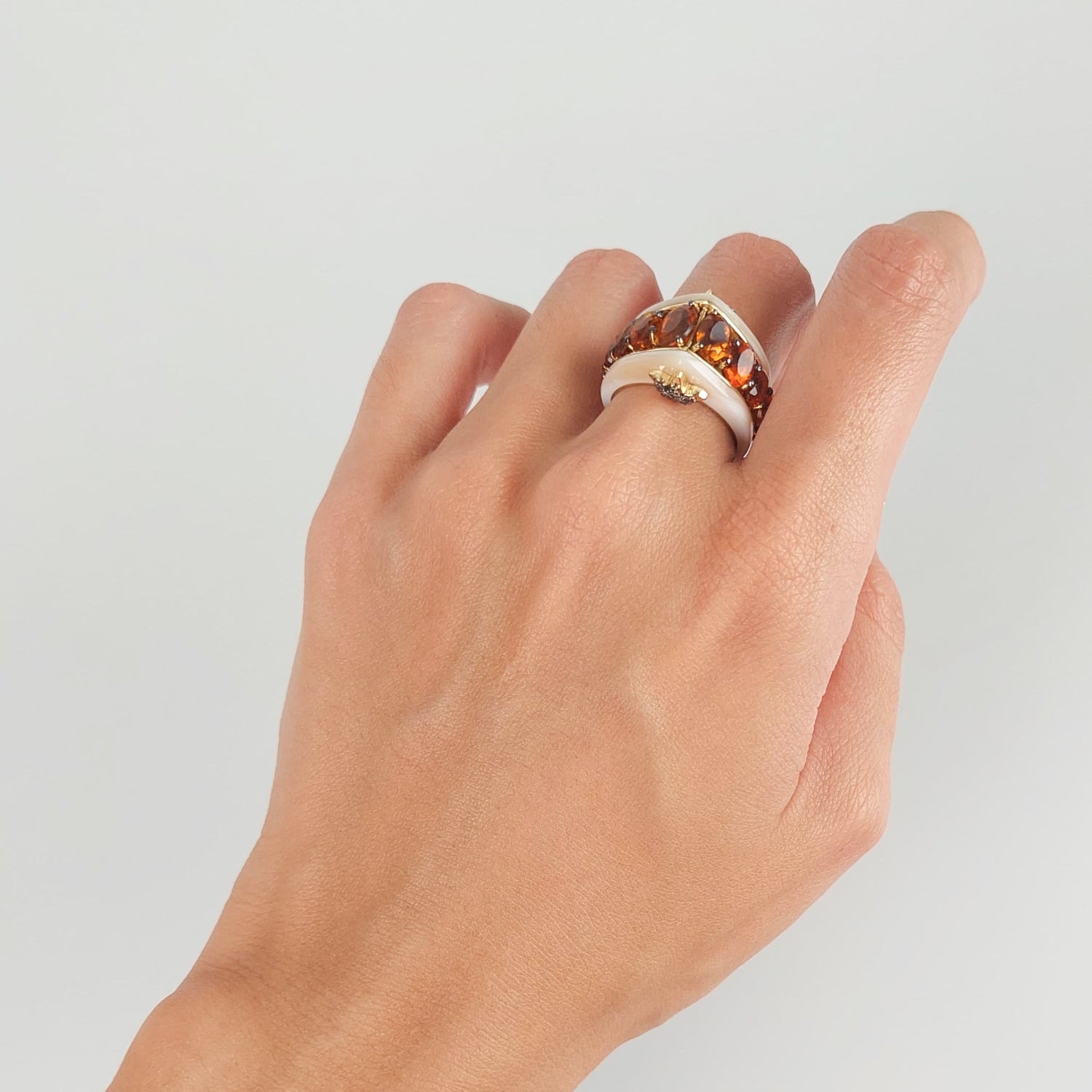 Citrine and Mother of Pearl Ring - MUSE Shop