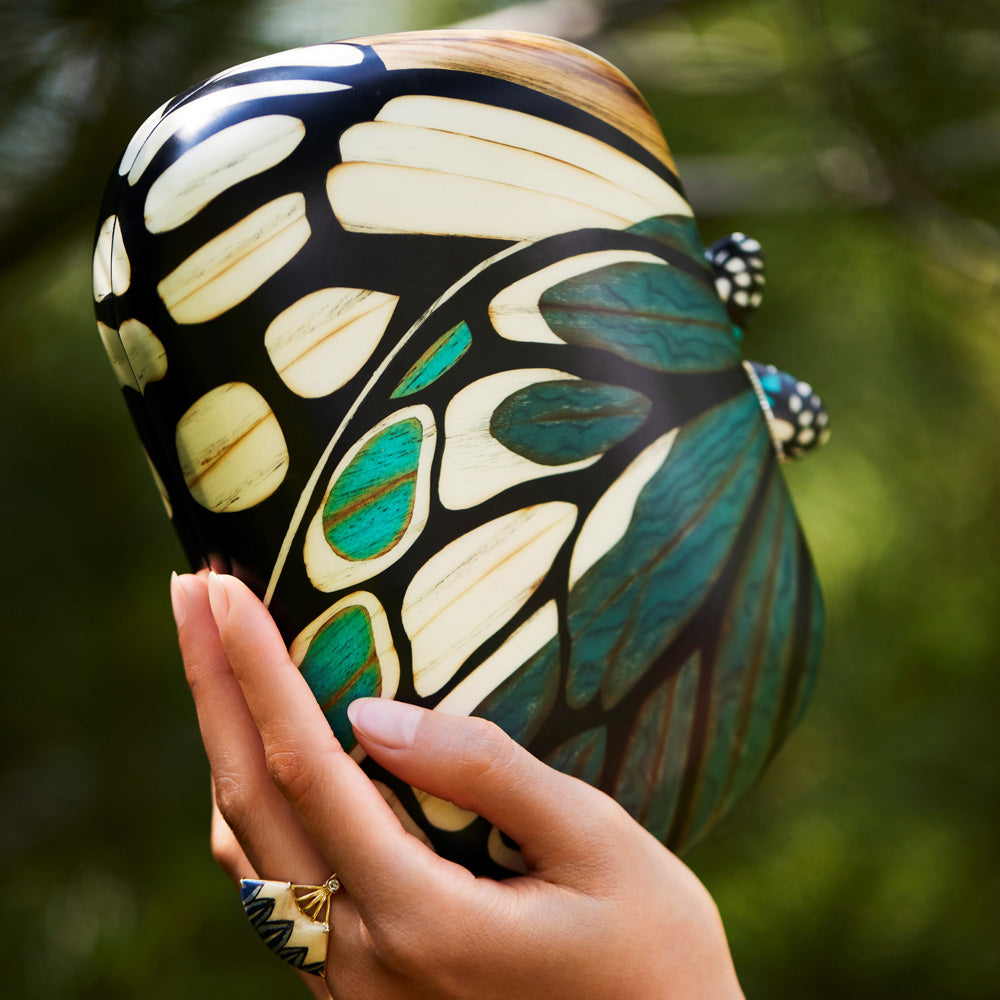 Green Marquetry Butterfly Handbag