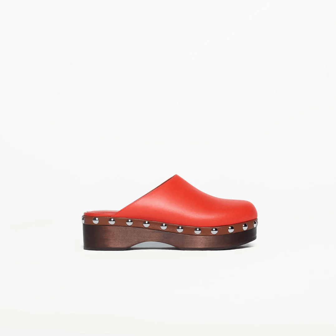 Dark Orange Calf Leather Clogs - MUSE Shop