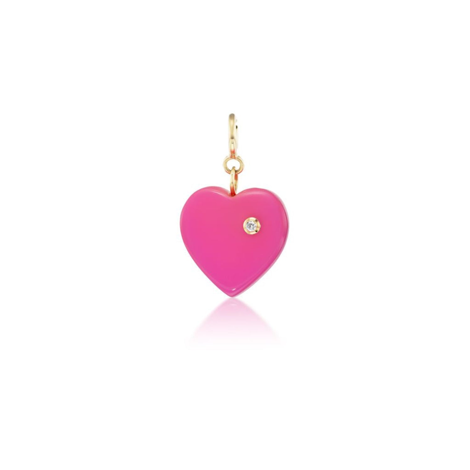 Diamond & Bakelite Hot Pink Heart Charm - MUSE Shop