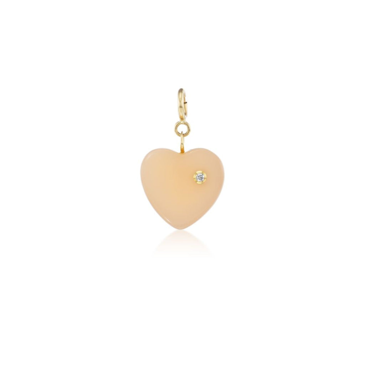 Diamond & Bakelite Light Pink Heart Charm - MUSE Shop