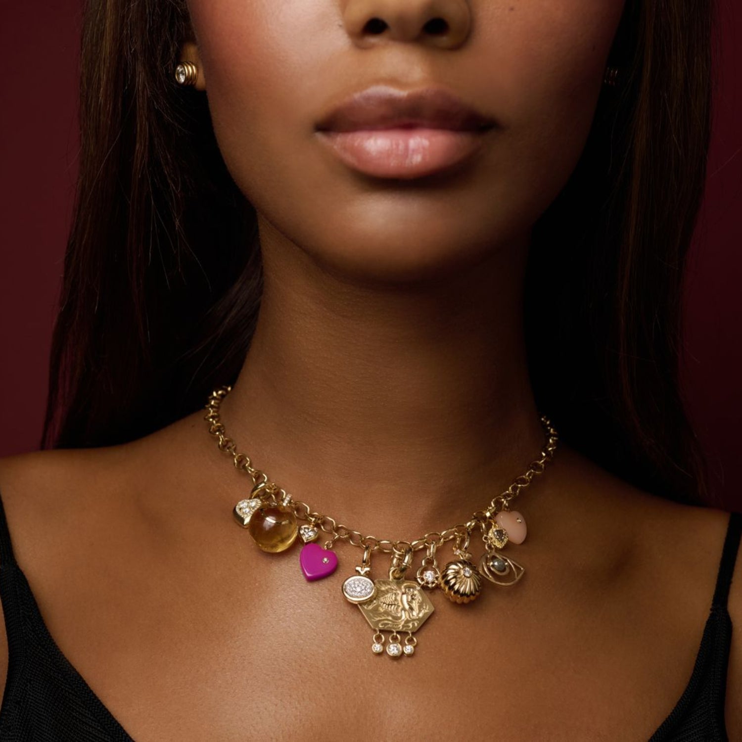 Diamond & Bakelite Purple Heart Charm - MUSE Shop