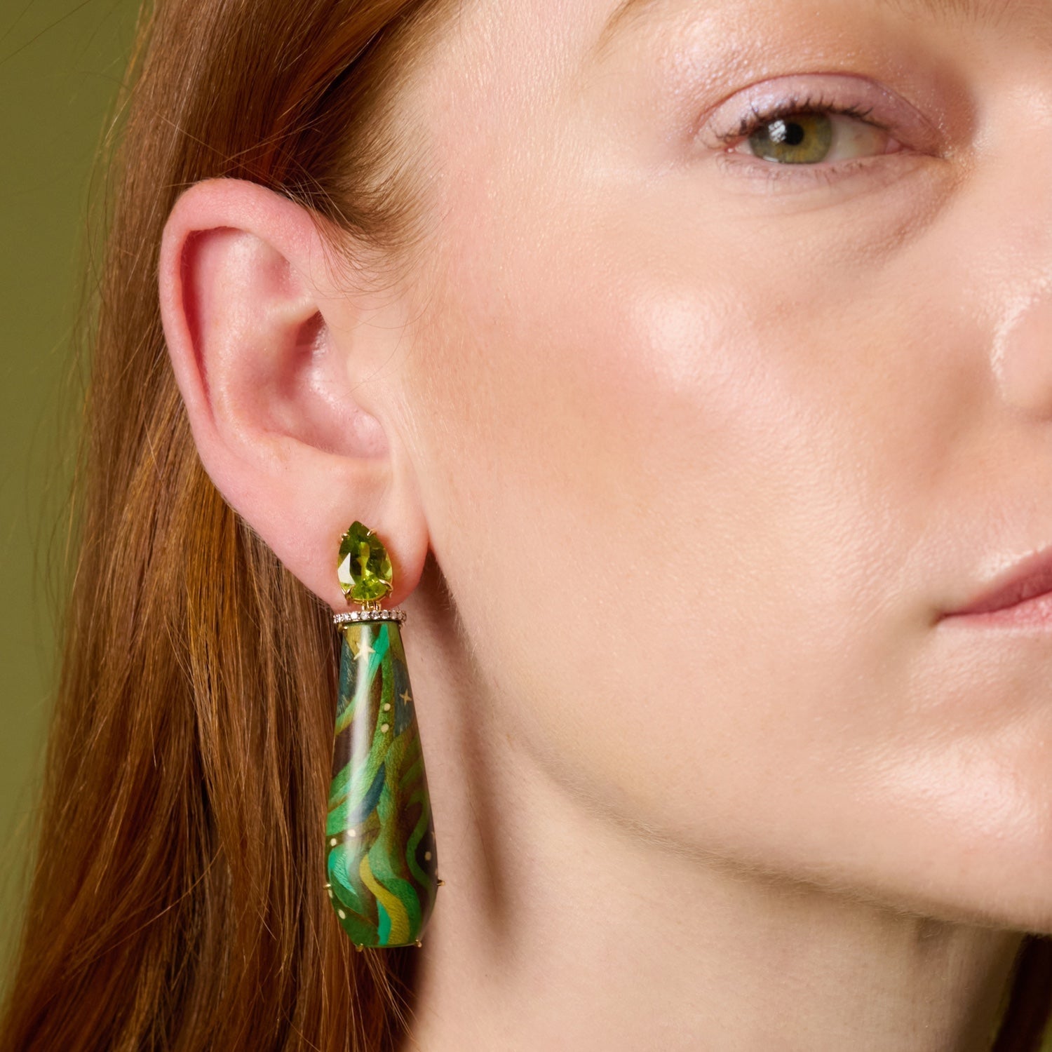 Elphaba's Sky Teardrop Marquetry Earrings - MUSE Shop