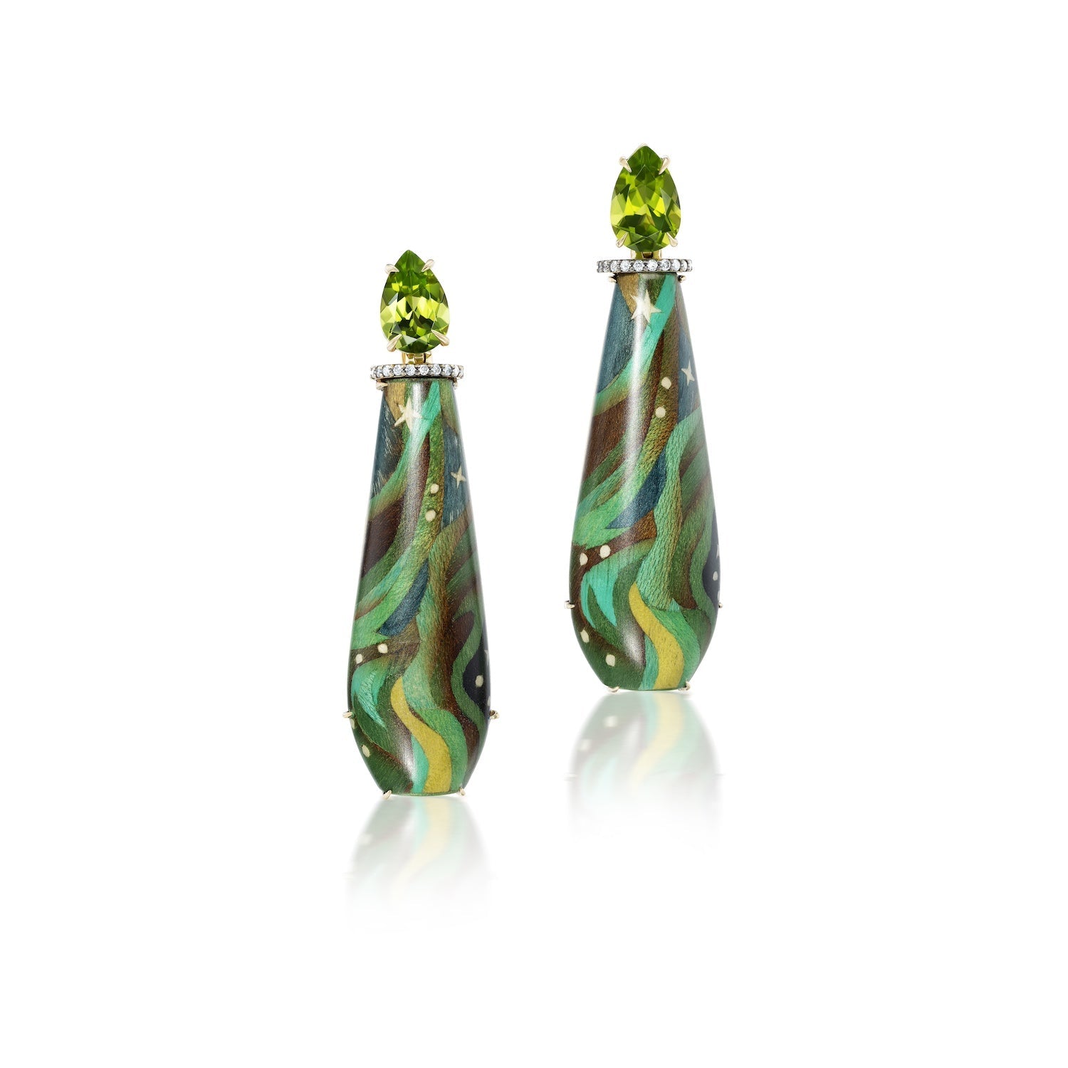 Elphaba's Sky Teardrop Marquetry Earrings - MUSE Shop