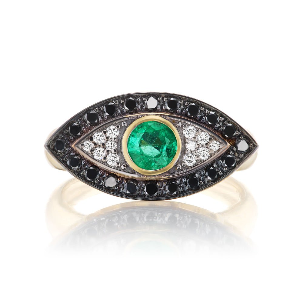 Emerald and Diamond Evil Eye Ring - MUSE Shop