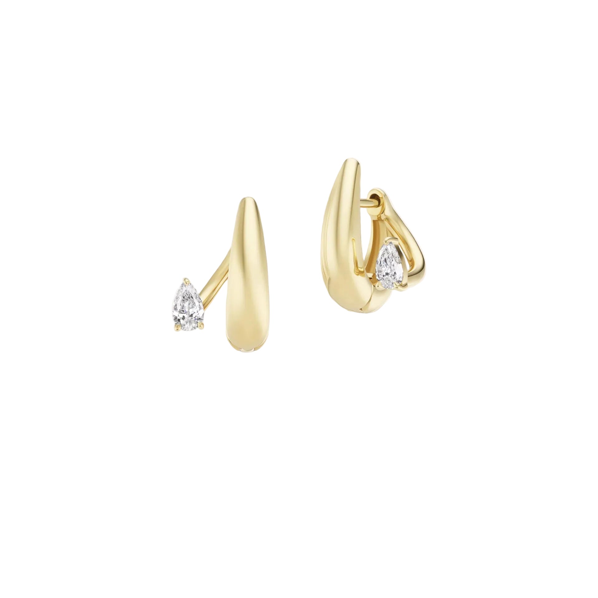 White Diamond Eros Floating Huggies in Yellow Gold