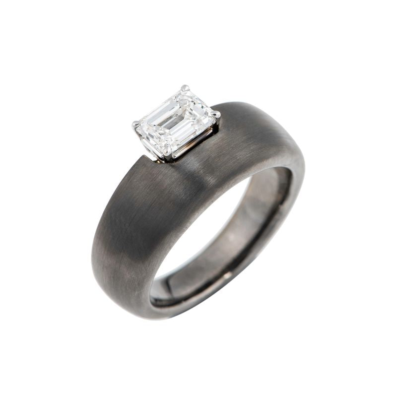 ME ring with emerald cut diamond
