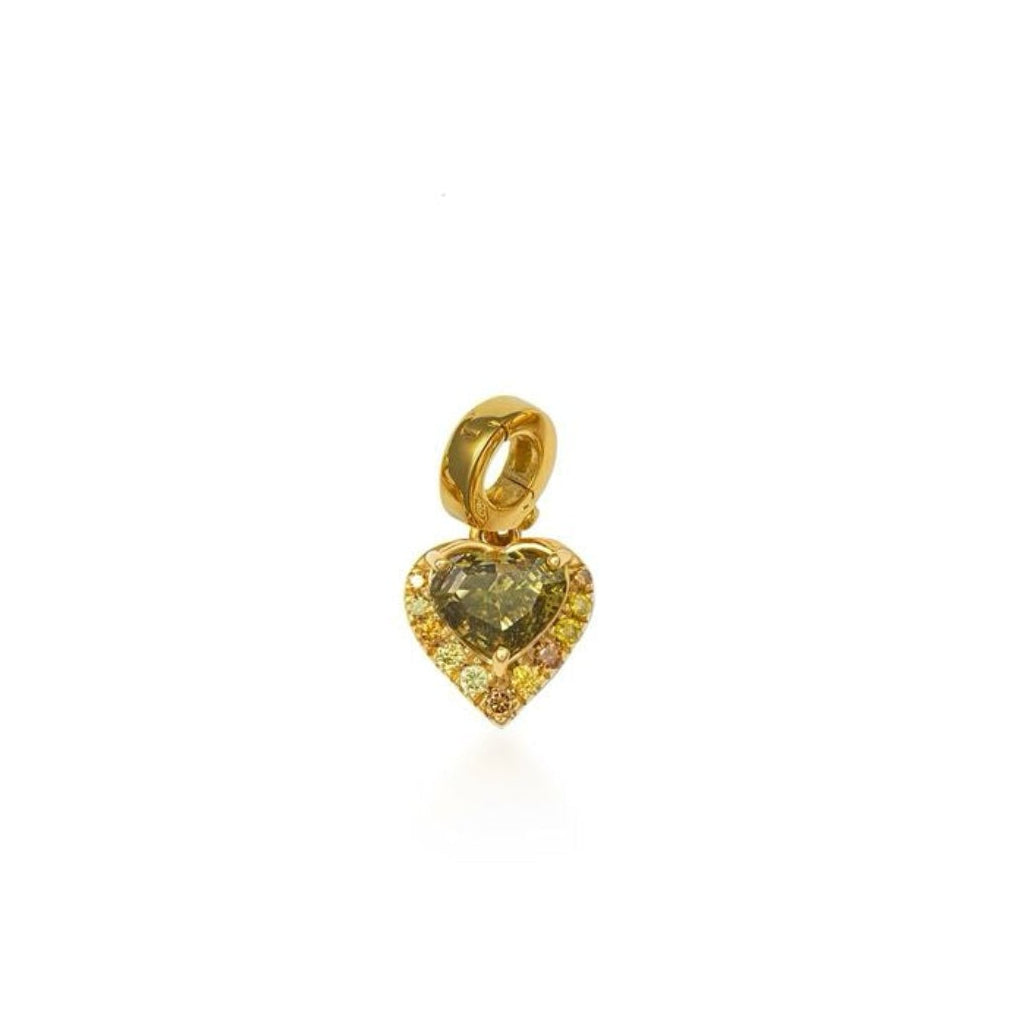 Fancy Color Green Diamond Half Halo Heart Charm - MUSE Shop