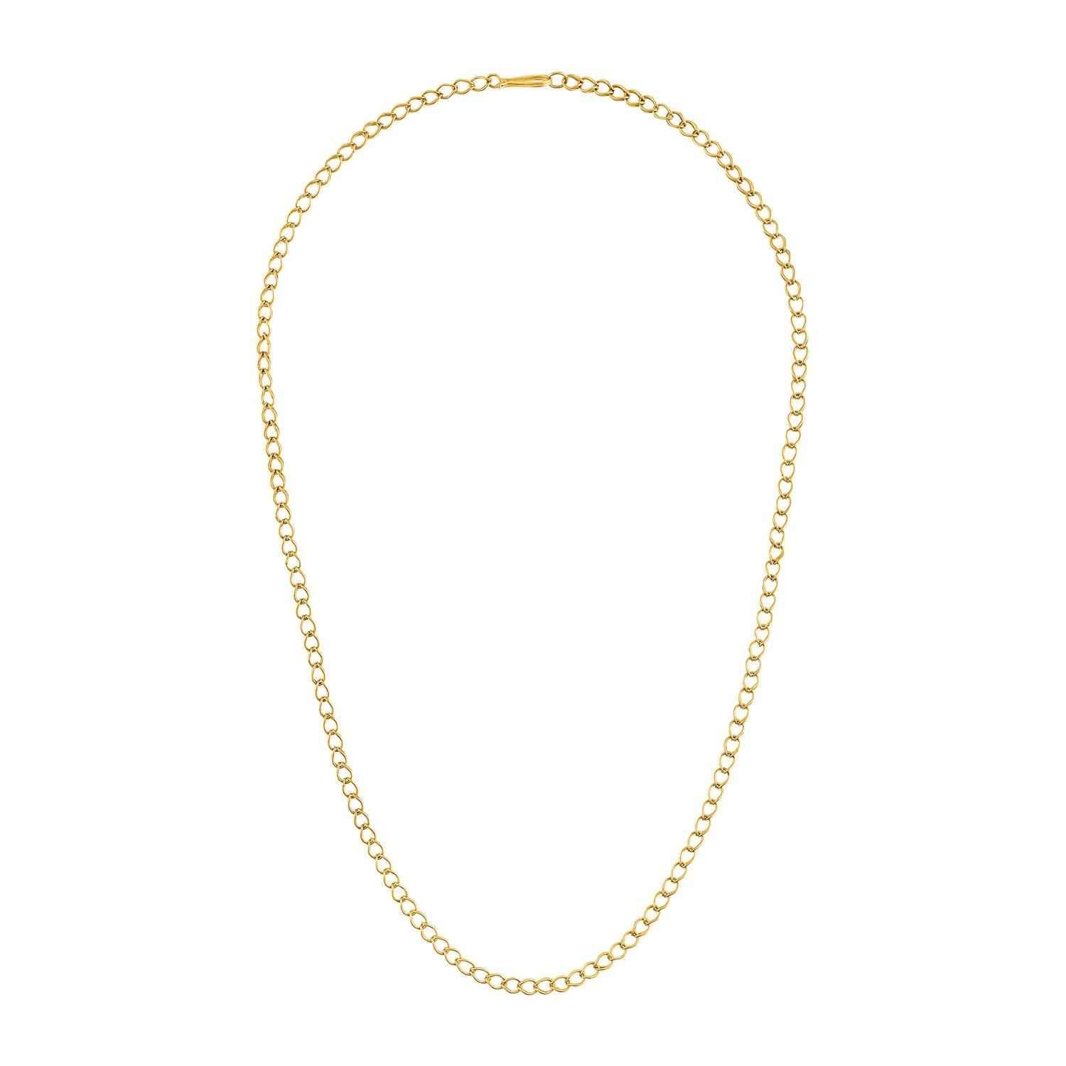 Handcrafted Folded Link Chain in Yellow Gold