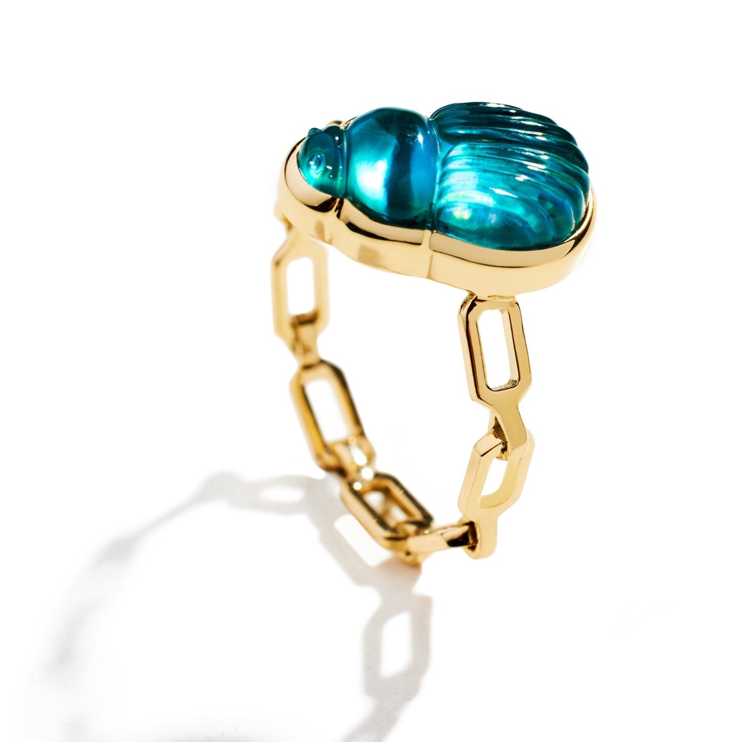 Green Chalcedony Giada Chain Ring - MUSE Shop