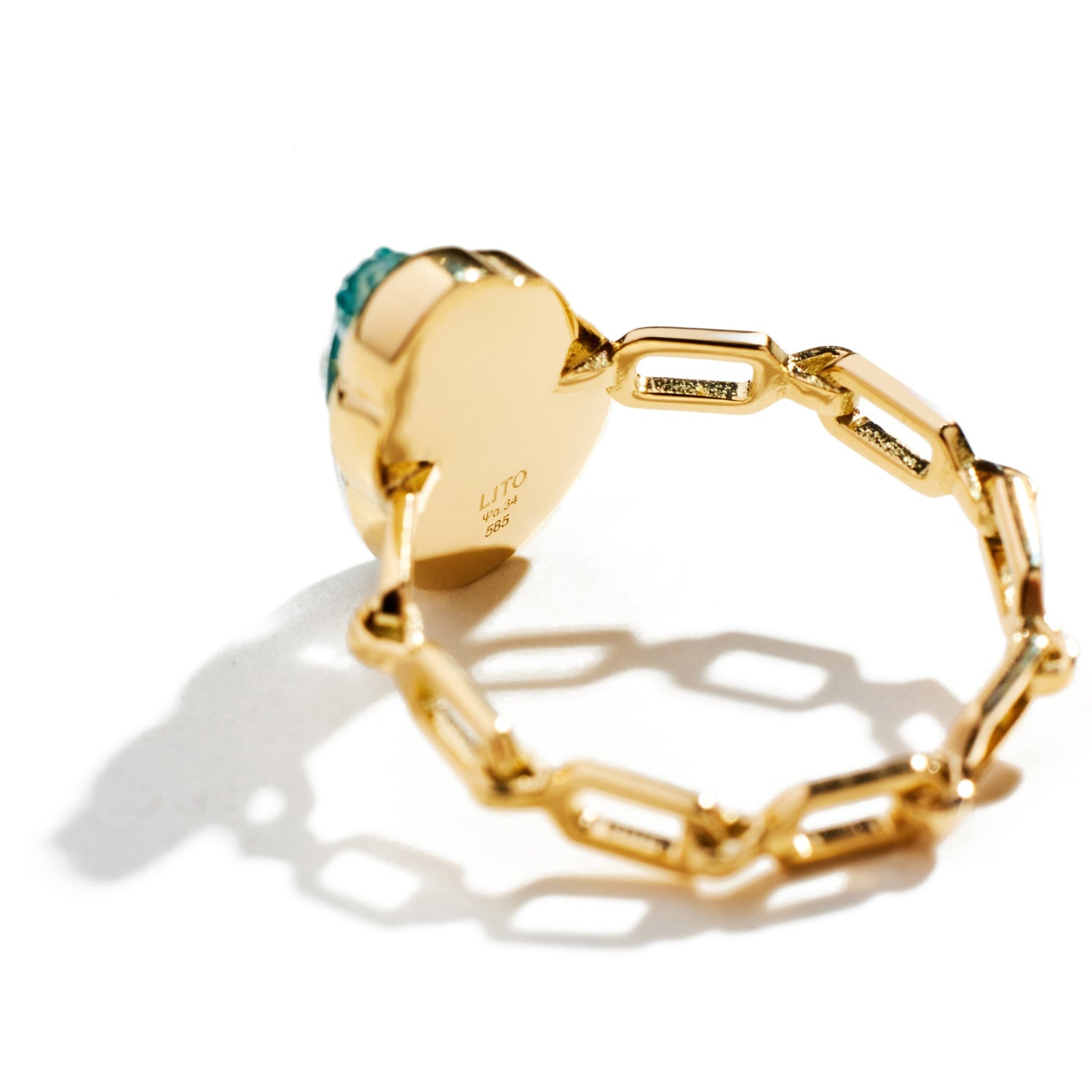 Green Chalcedony Giada Chain Ring - MUSE Shop