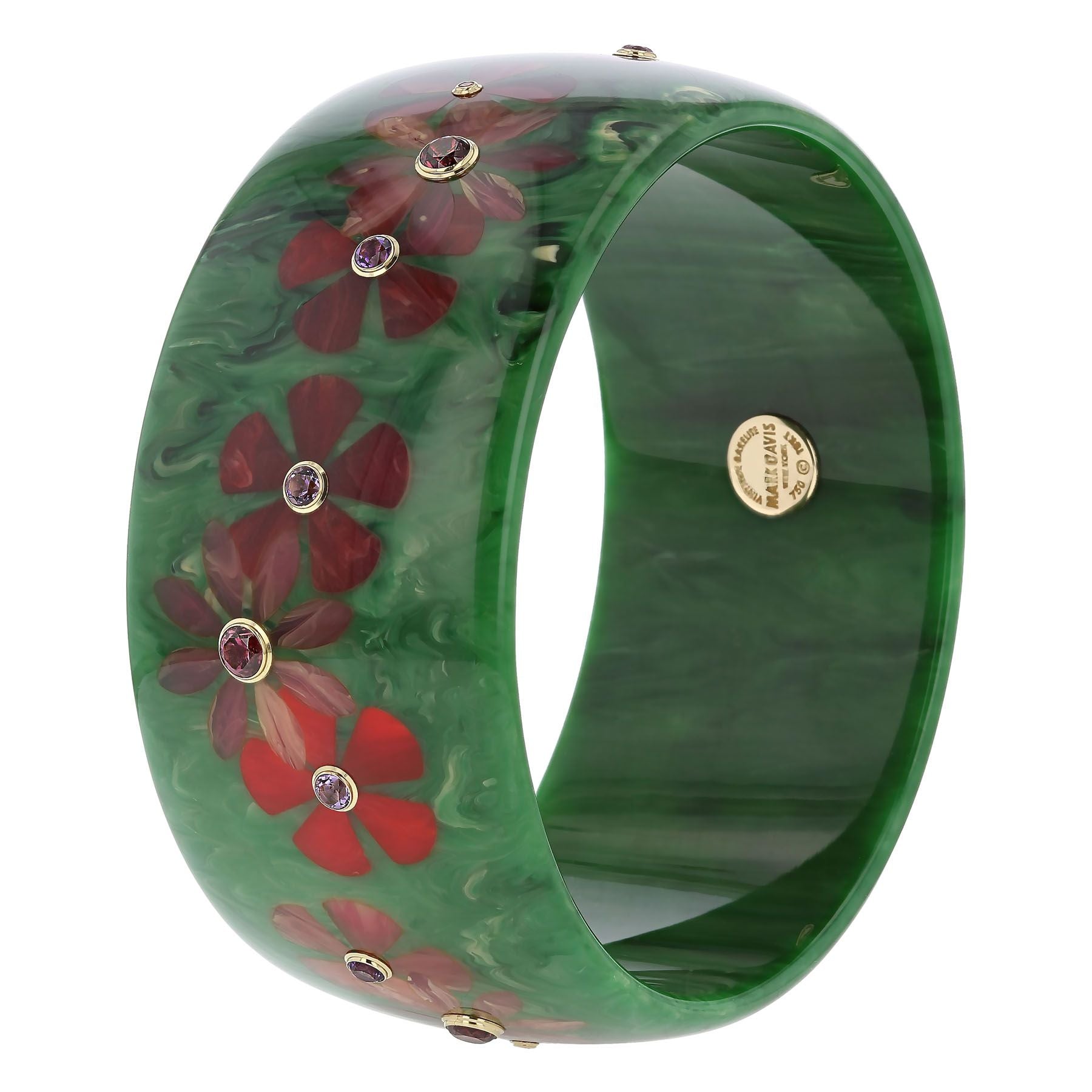 Green Floral Bakelite Bangle - MUSE Shop