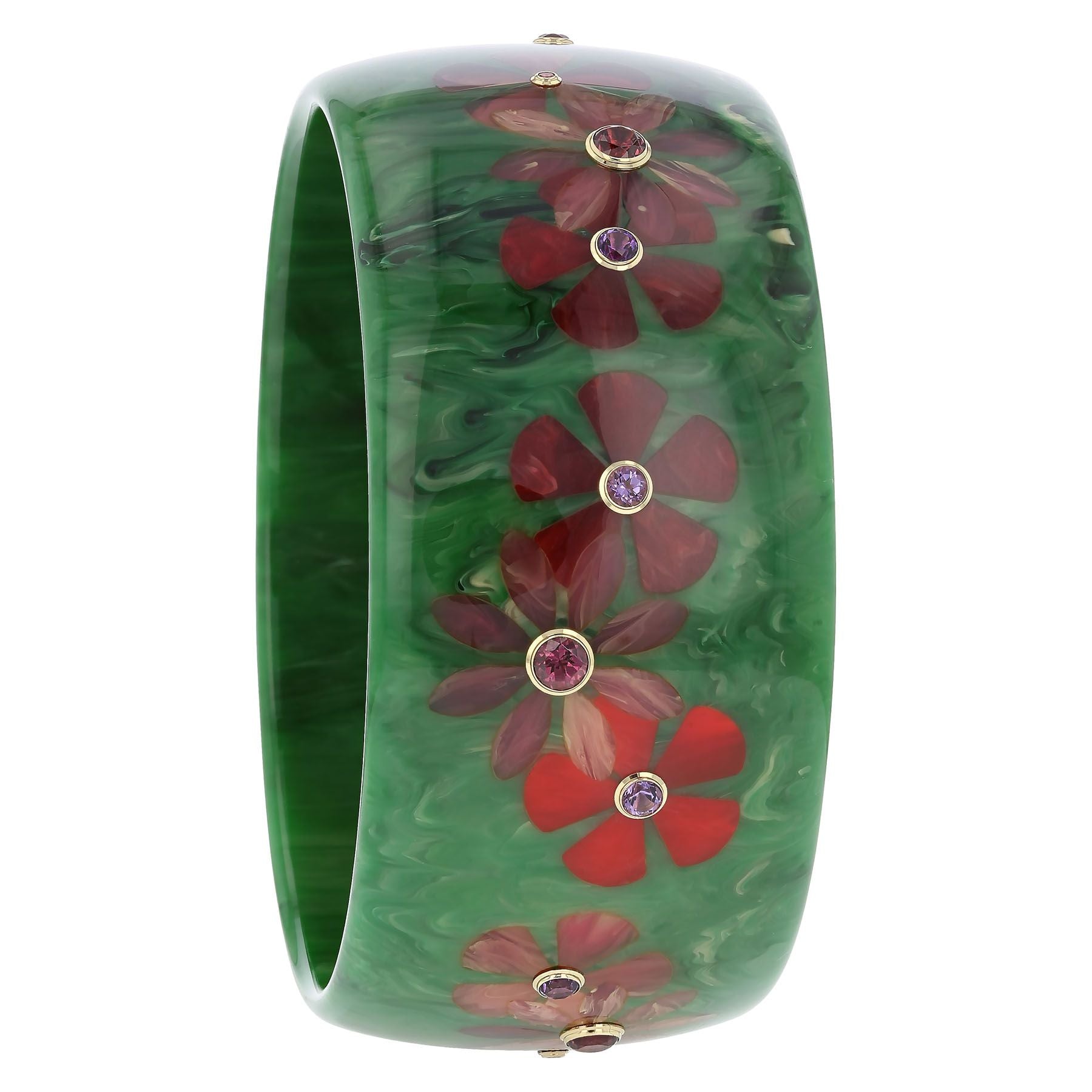 Green Floral Bakelite Bangle - MUSE Shop