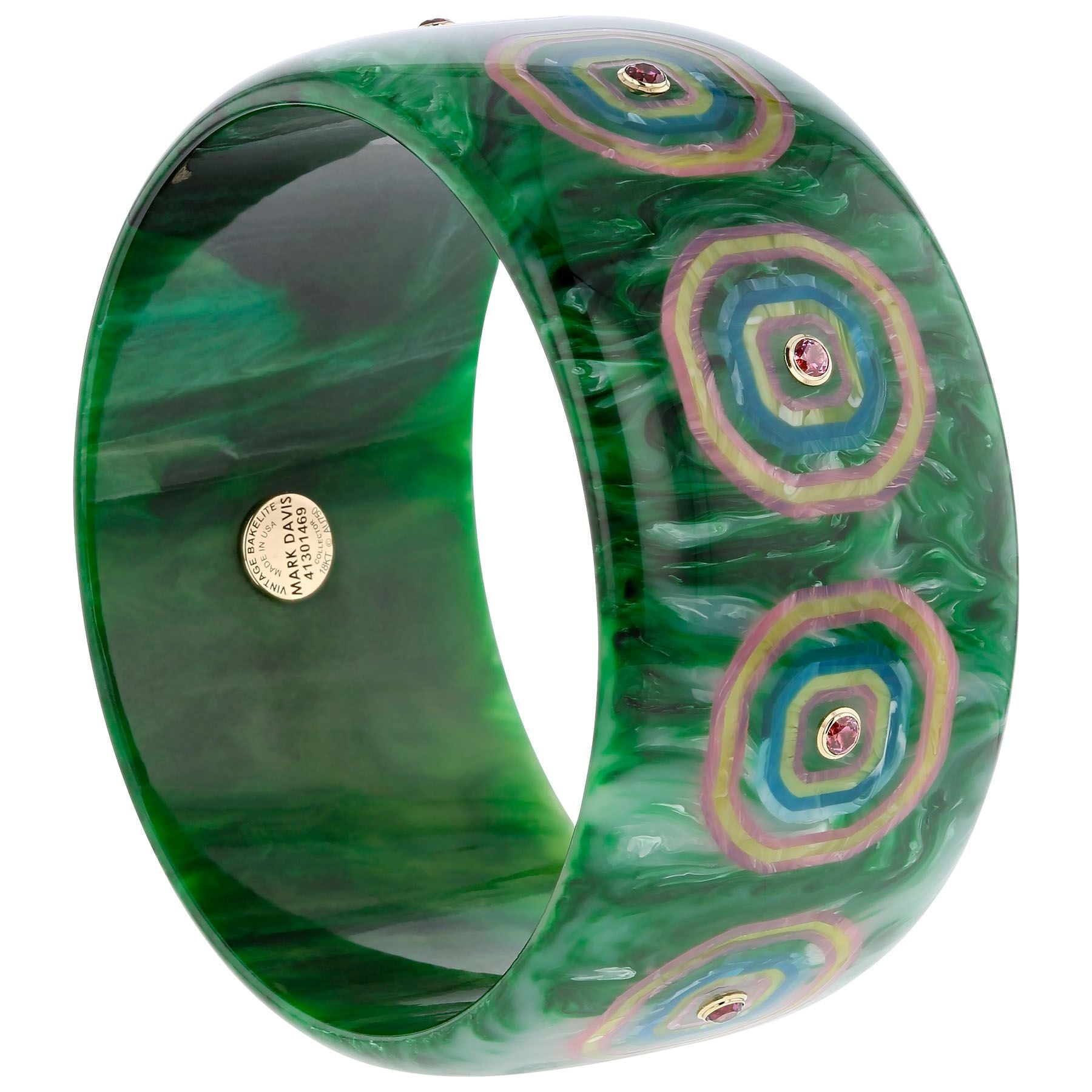 Green Marbled Bakelite Bangle - MUSE Shop