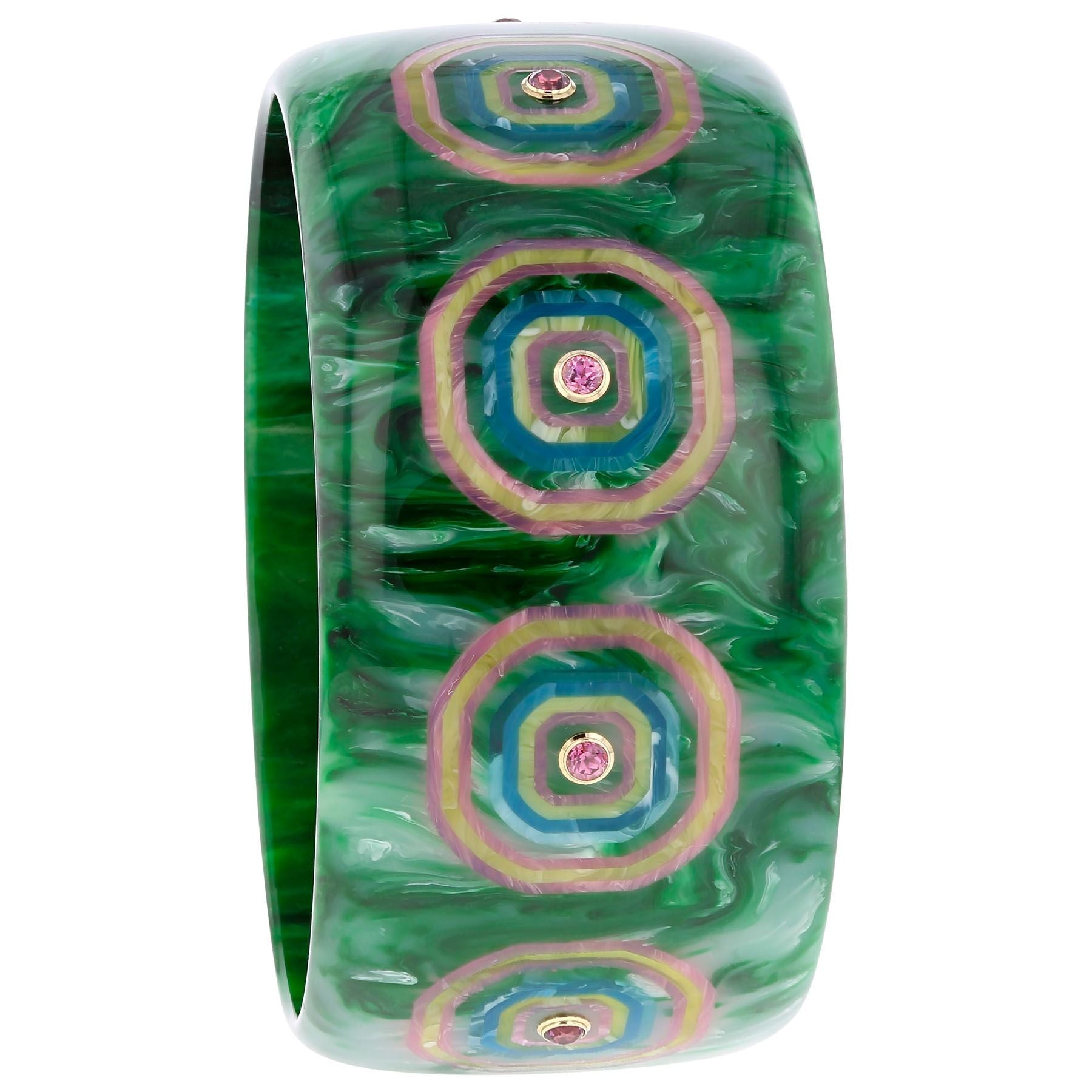 Green Marbled Bakelite Bangle - MUSE Shop