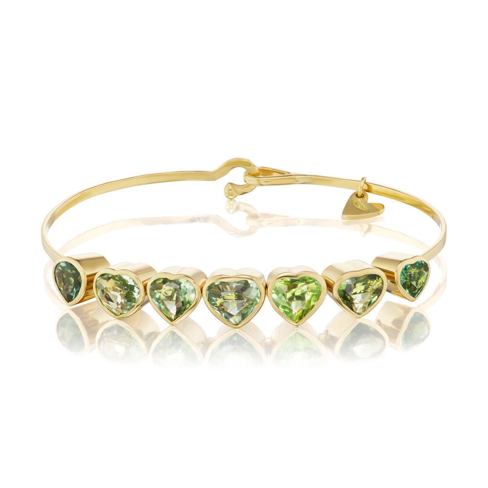Green Tourmaline 7 Heart Bracelet - MUSE Shop