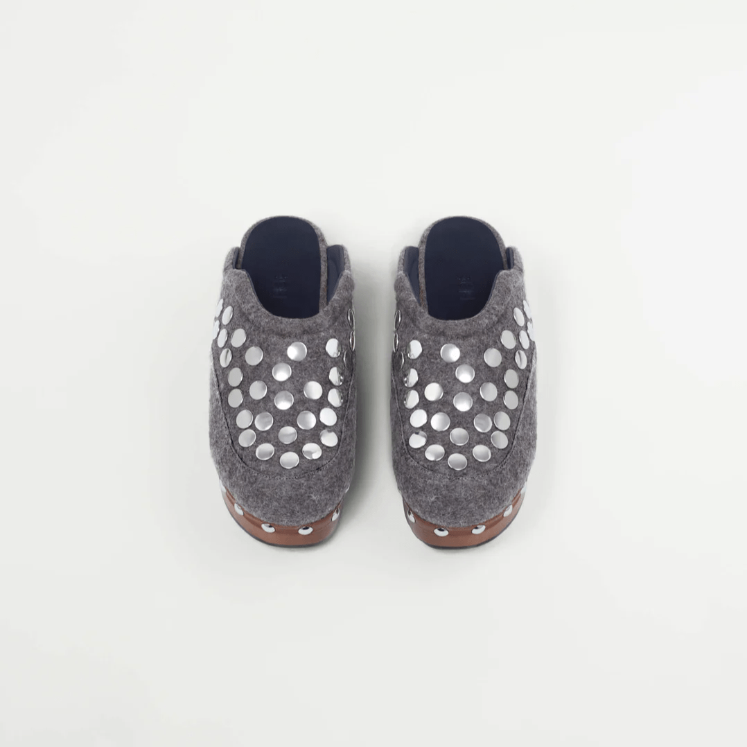 Grey Wool Melton Clogs - MUSE Shop