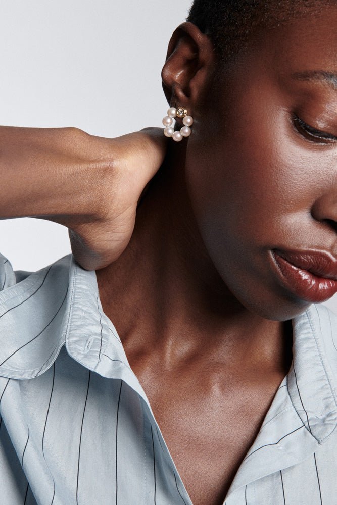 Grotto Margherita Pearl & White Diamonds Earrings - MUSE Shop