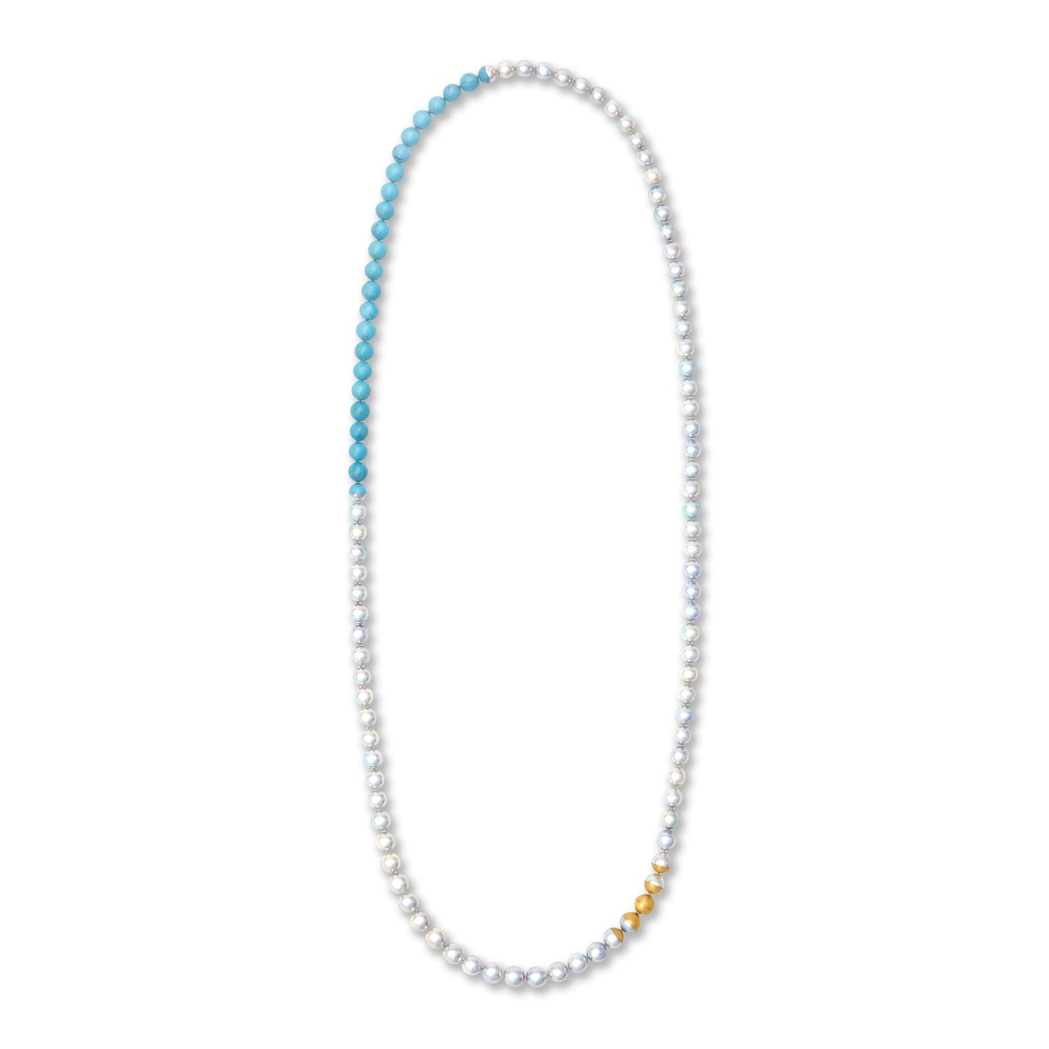 Long Turquoise Sectional Pearl Necklace - MUSE Shop