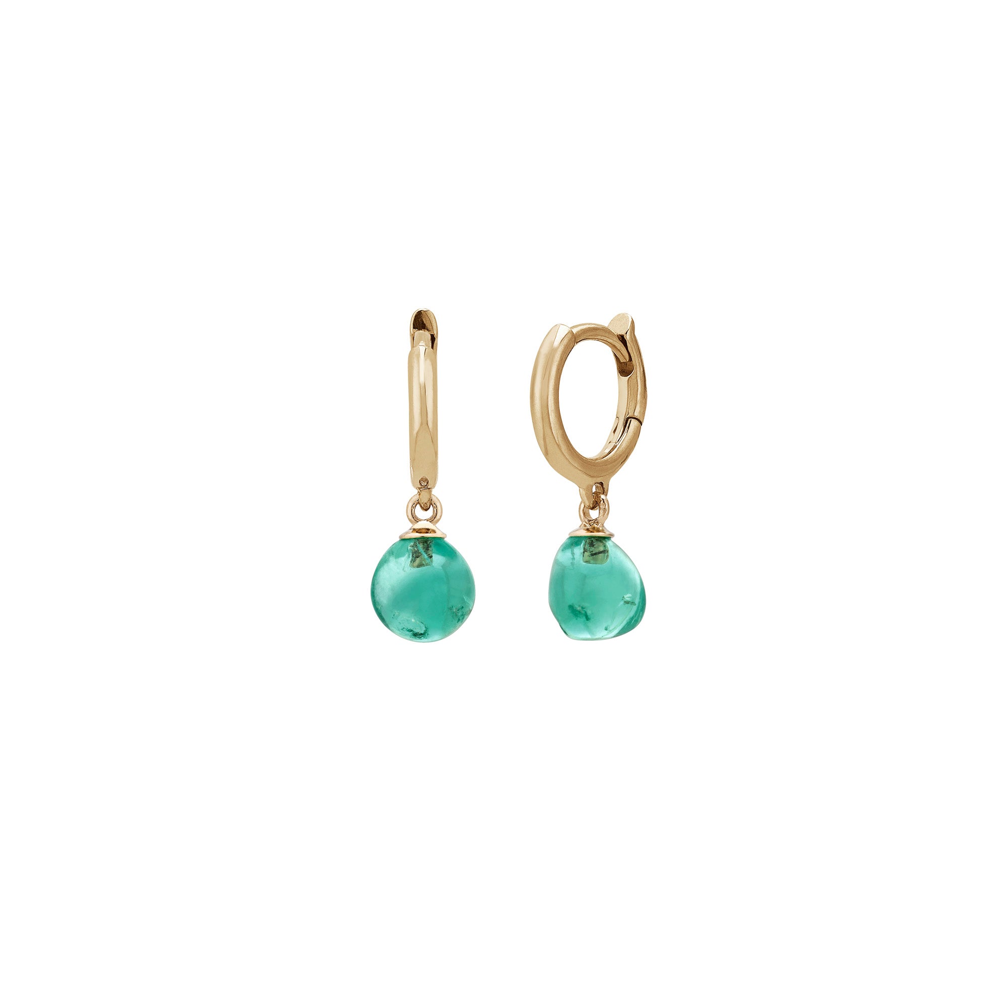 Emerald Drop Hoop Earrings
