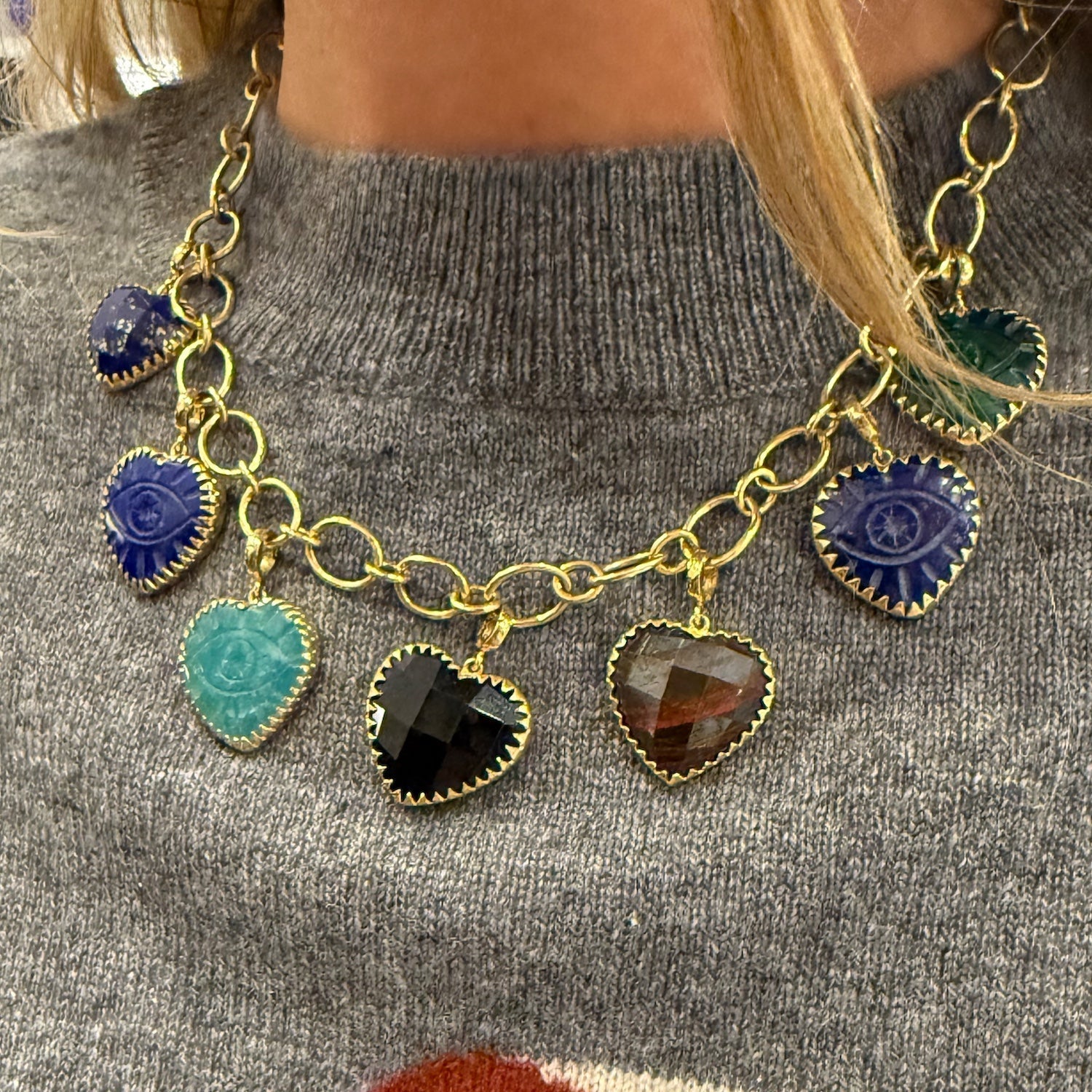 Medium Black Agate Heart Charm - MUSE Shop