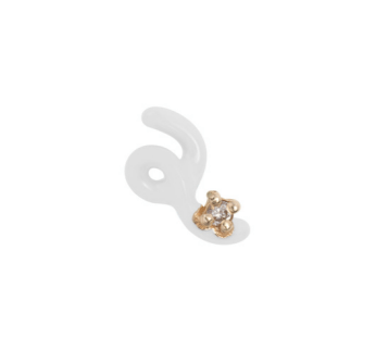 Mini Loop Earring with Diamond and White Enamel - MUSE Shop