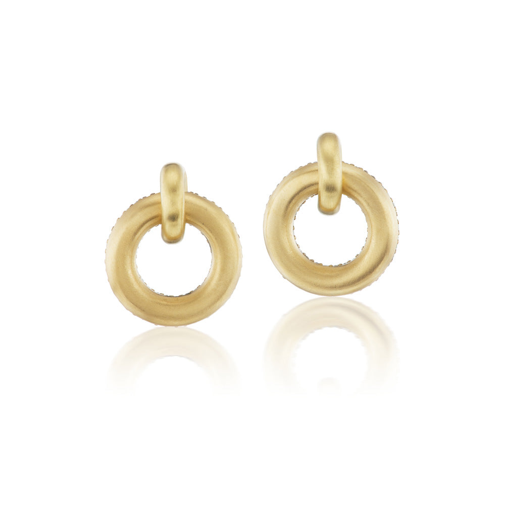 White Diamond Arco Reversible Earrings in Yellow Gold