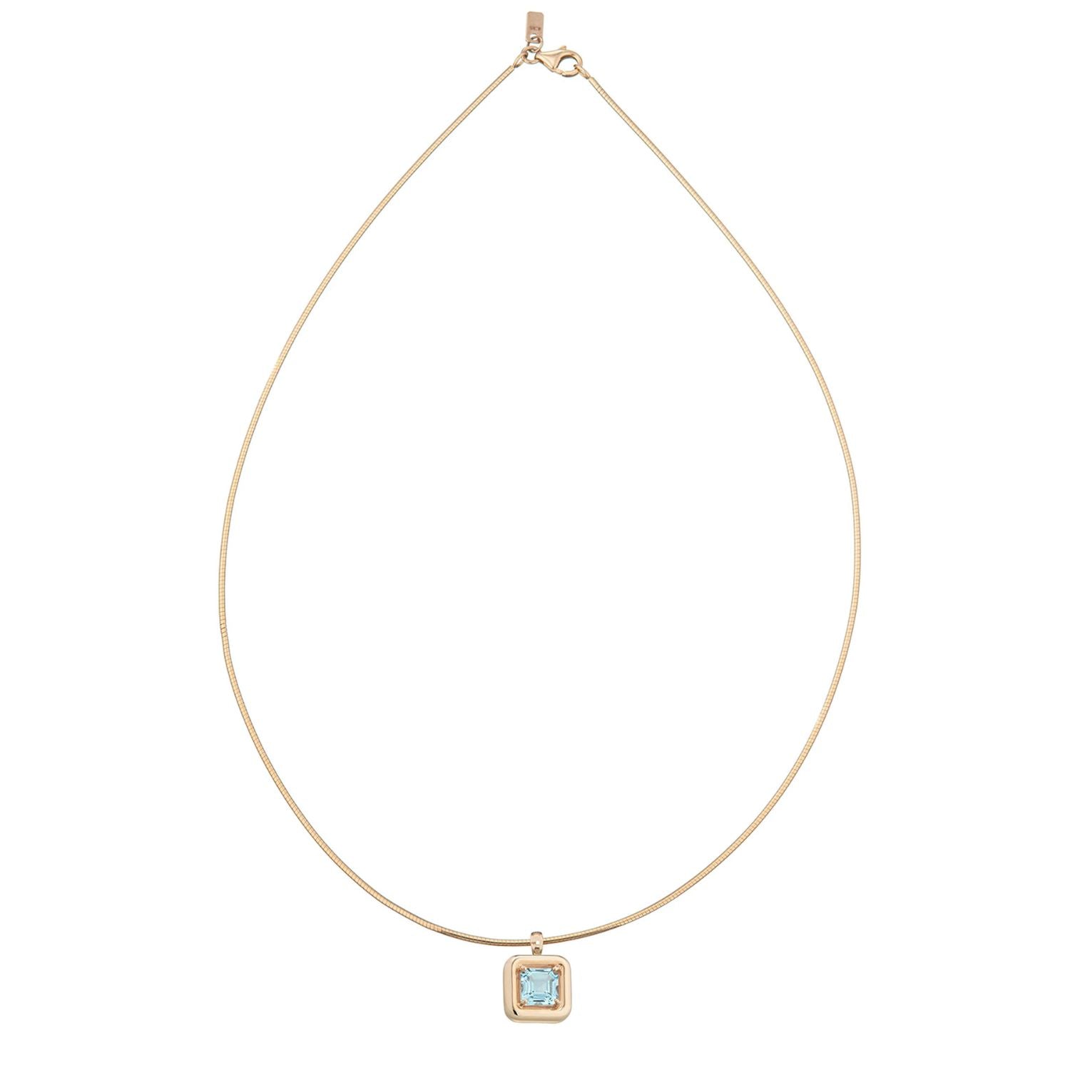Necklace with Square Blue Topaz Pendant - MUSE Shop