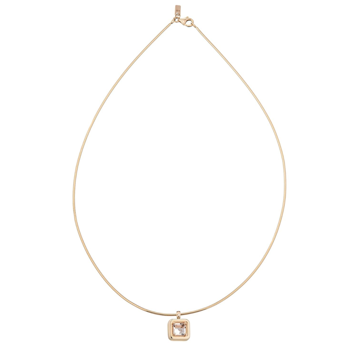Necklace with Square Rock Crystal Pendant - MUSE Shop