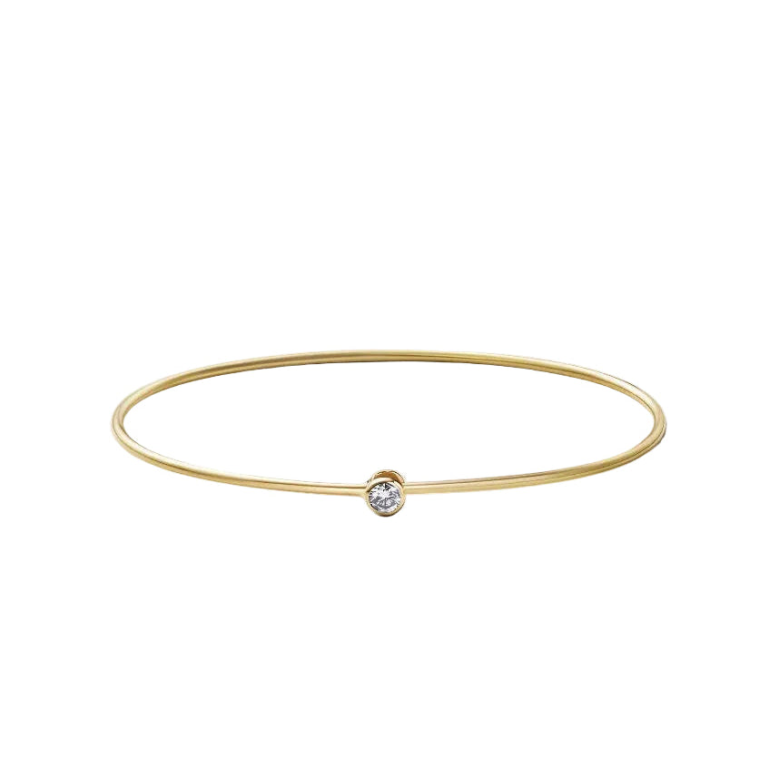 Yellow Gold and Diamond One-Stone Hoop Bracelet