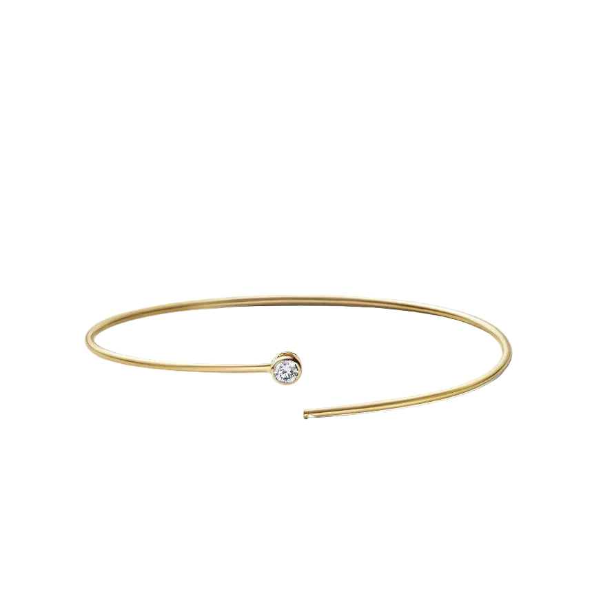 Yellow Gold and Diamond One-Stone Hoop Bracelet