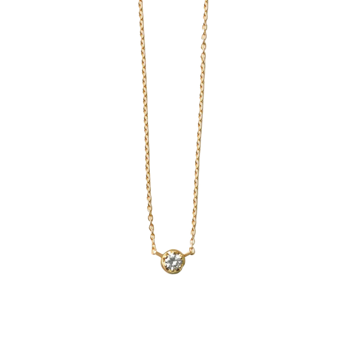 Yellow Gold and Diamond One-Stone Necklace 02