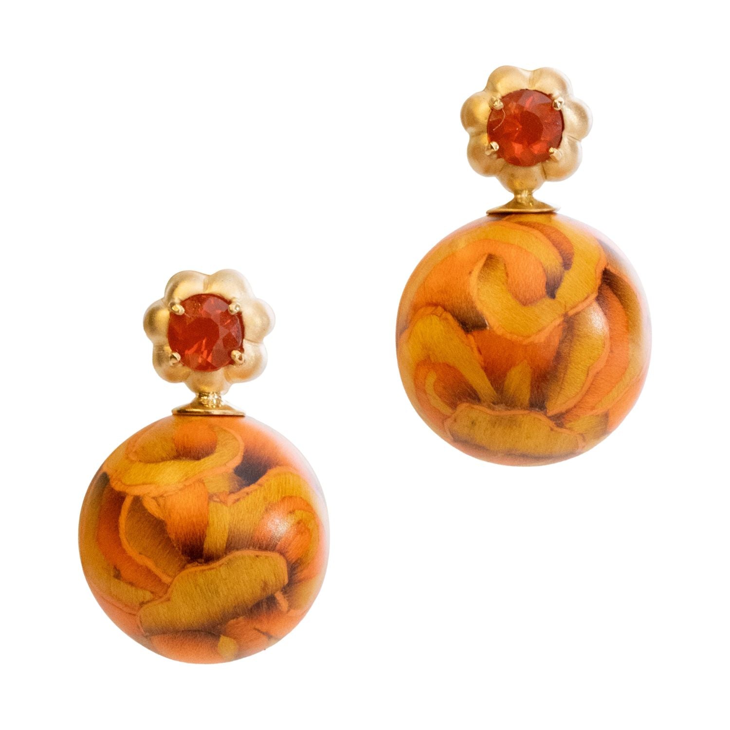Orange Cloud Marquetry Earrings - MUSE Shop