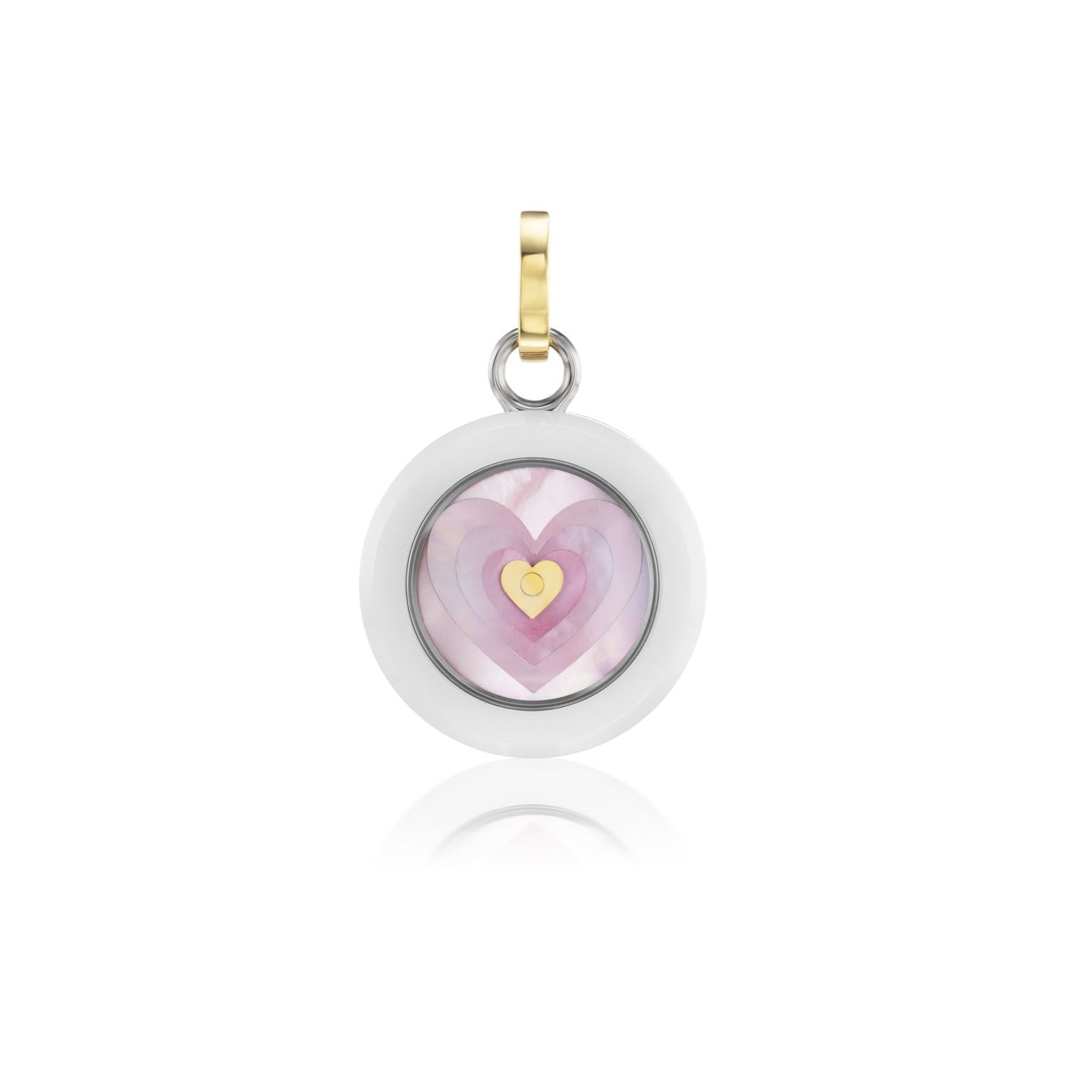 Pink Mother - of - Pearl Carpe Diem Open Your Heart Pendant in Titanium - MUSE Shop