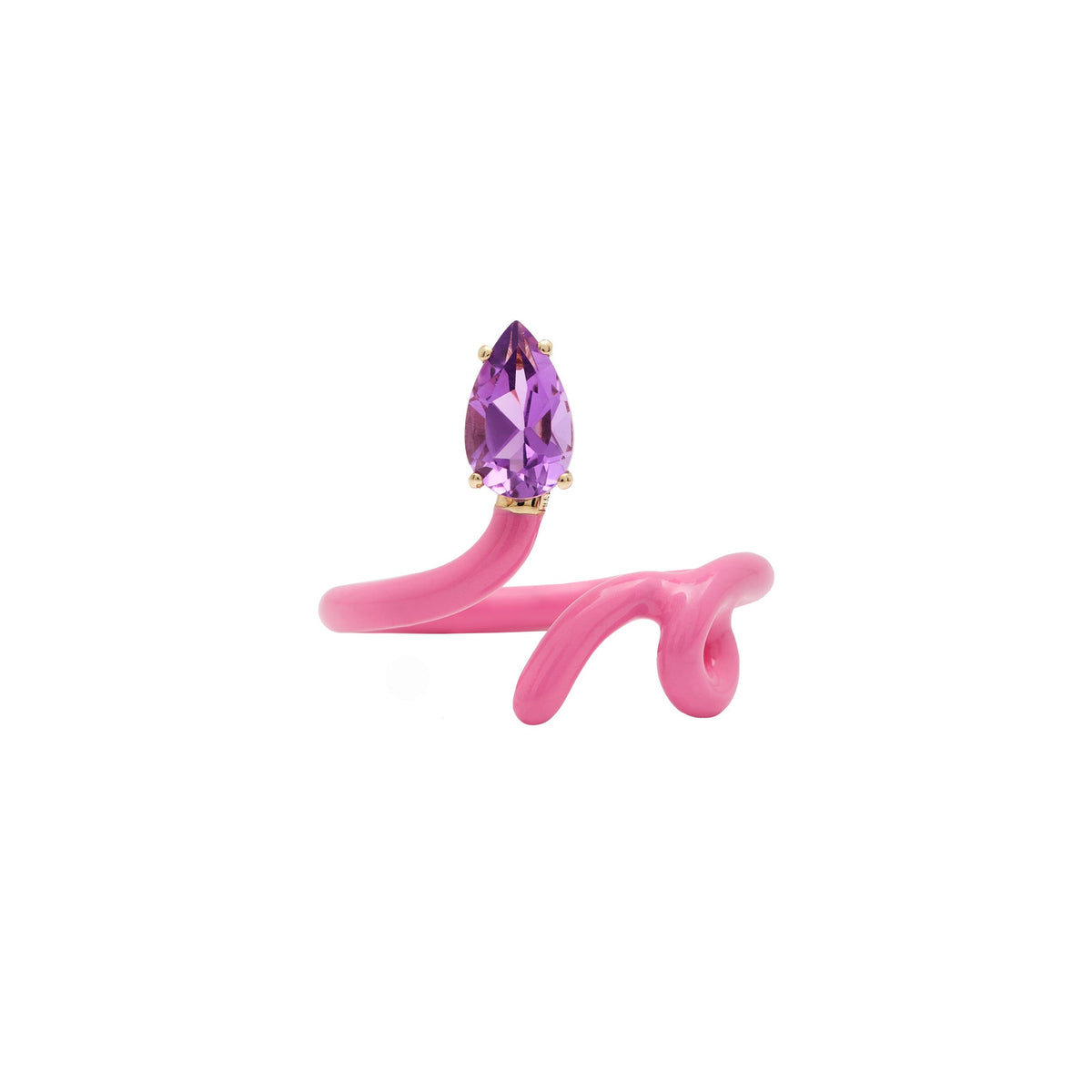Bubblegum Pink Baby Vine Ring with Amethyst