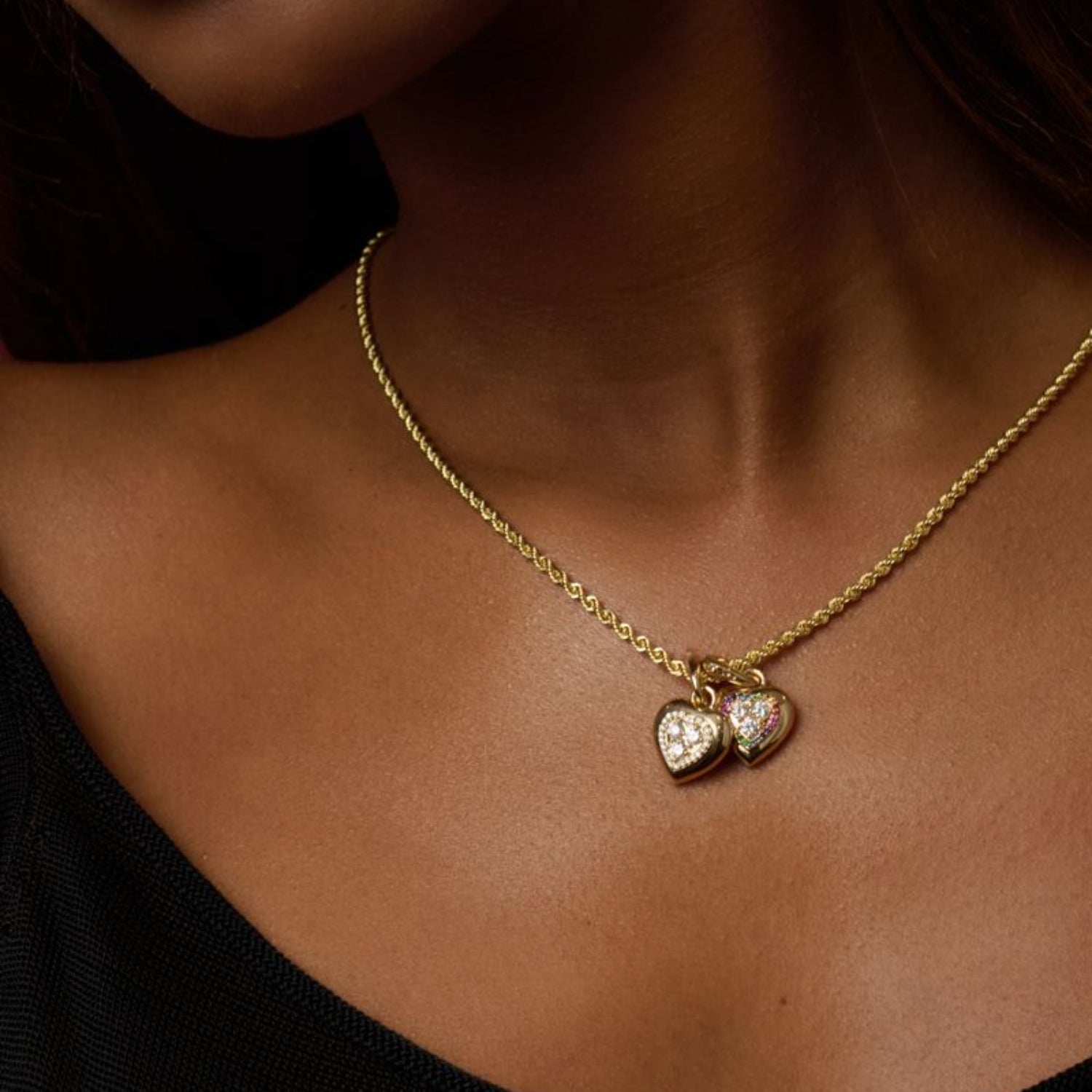 Rainbow Halo Diamond Candy Heart Button Charm - MUSE Shop