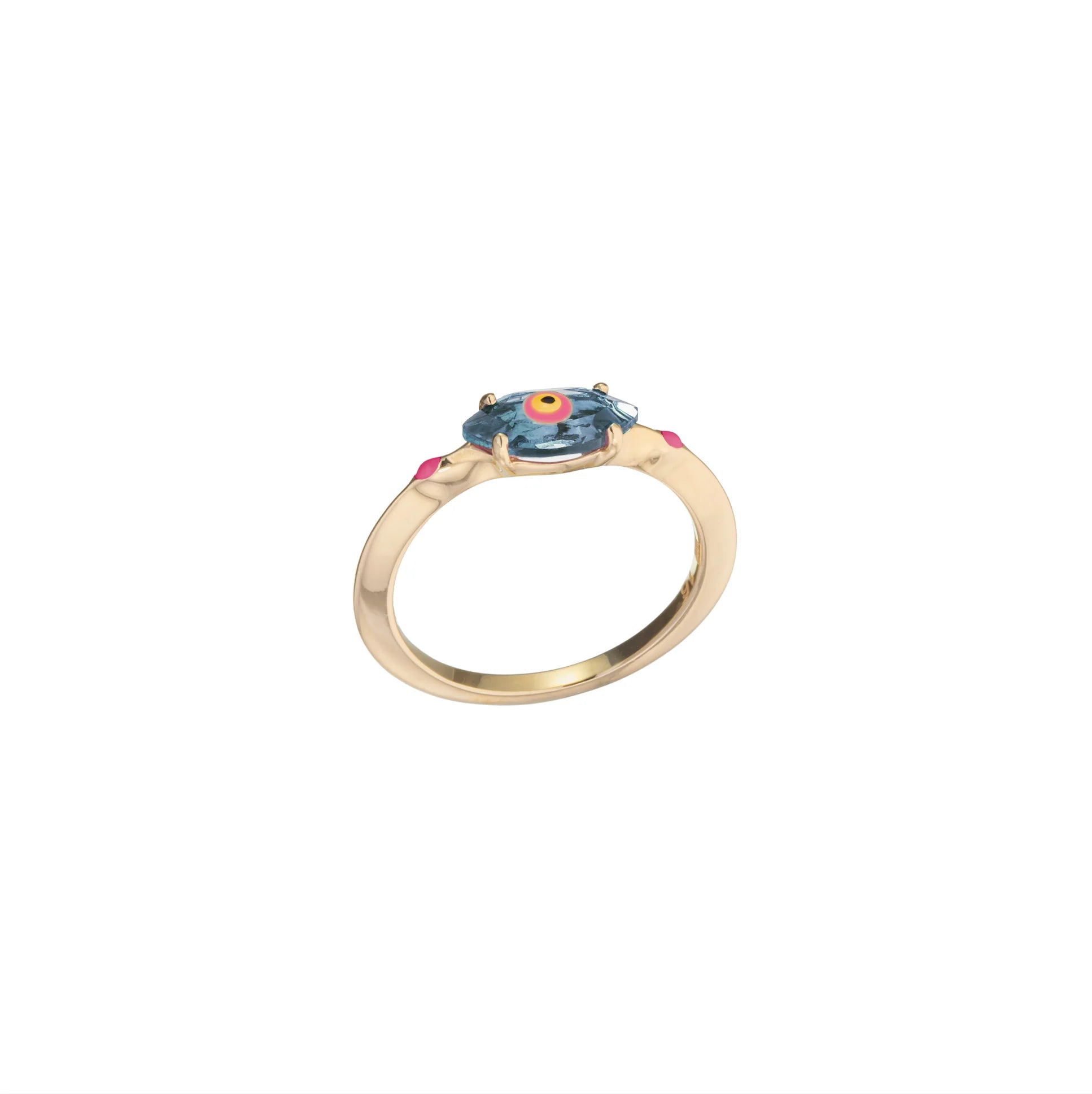 Blue Topaz Fortuneye Ring in Yellow Gold